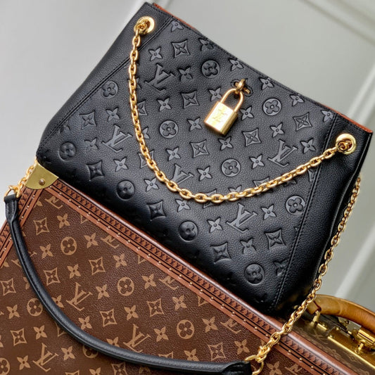 Anytime 34cm Tote Bag Black Gold Empreinte leather 251564 mysite