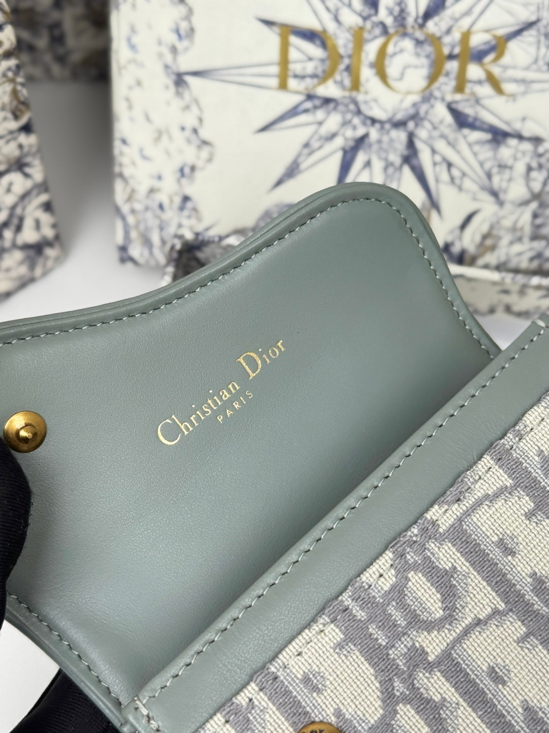 CD Saddle Lotus Wallet 10.5cm Grayish Jacquard GHW mysite