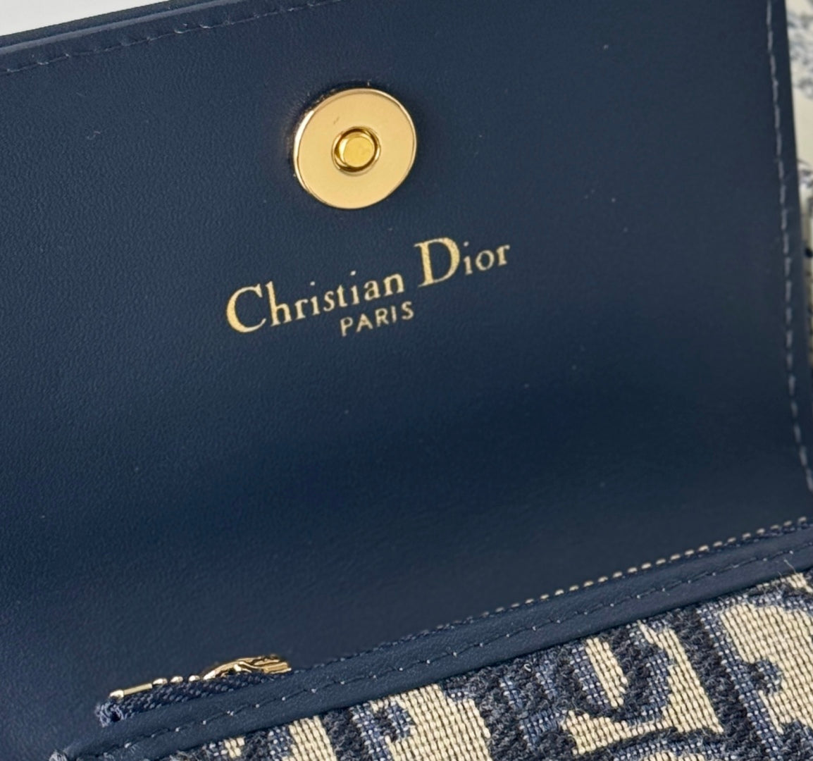 CD 30 Montaigne Glycine Wallet 11cm Blue Jacquard