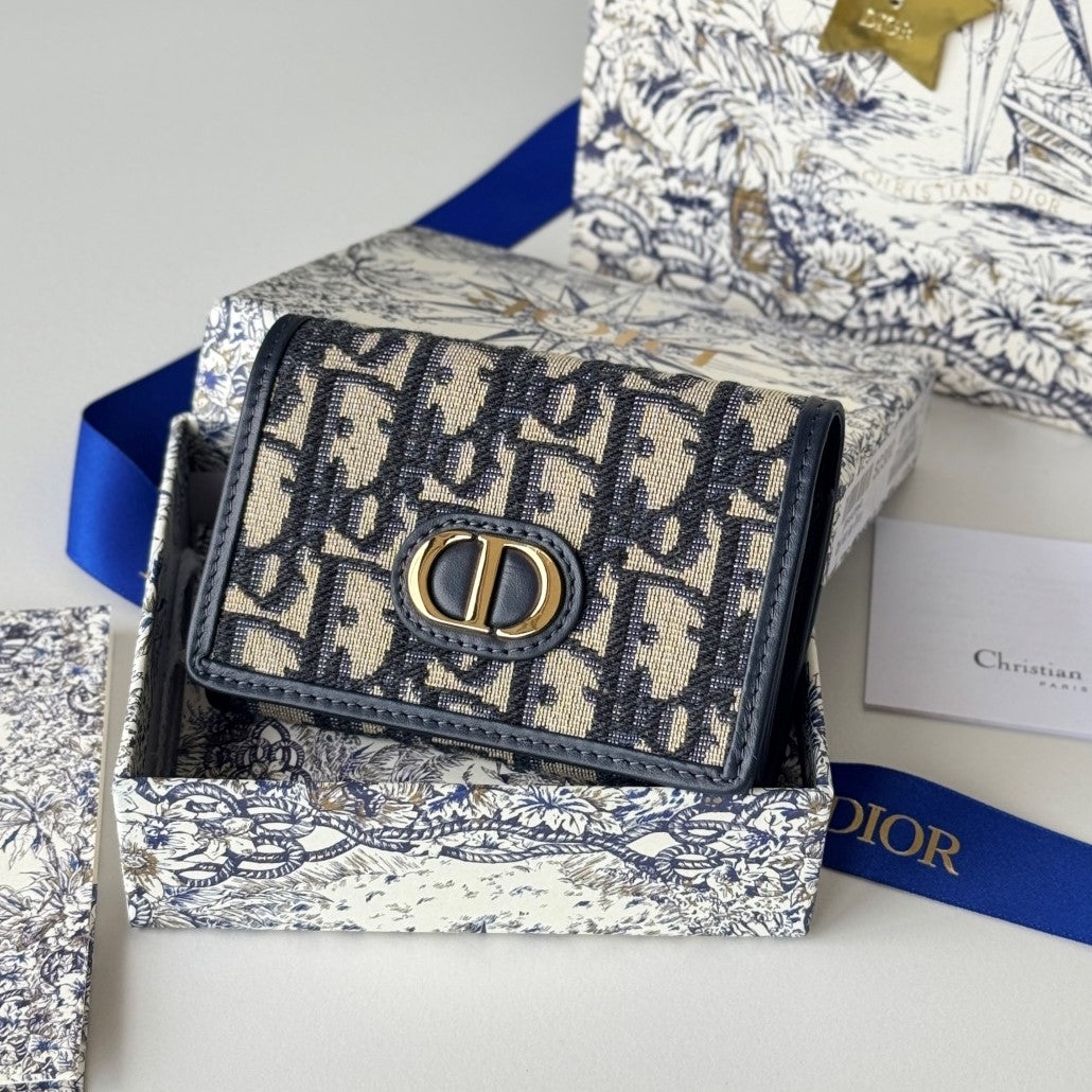 CD 30 Montaigne Glycine Wallet 11cm Blue Jacquard