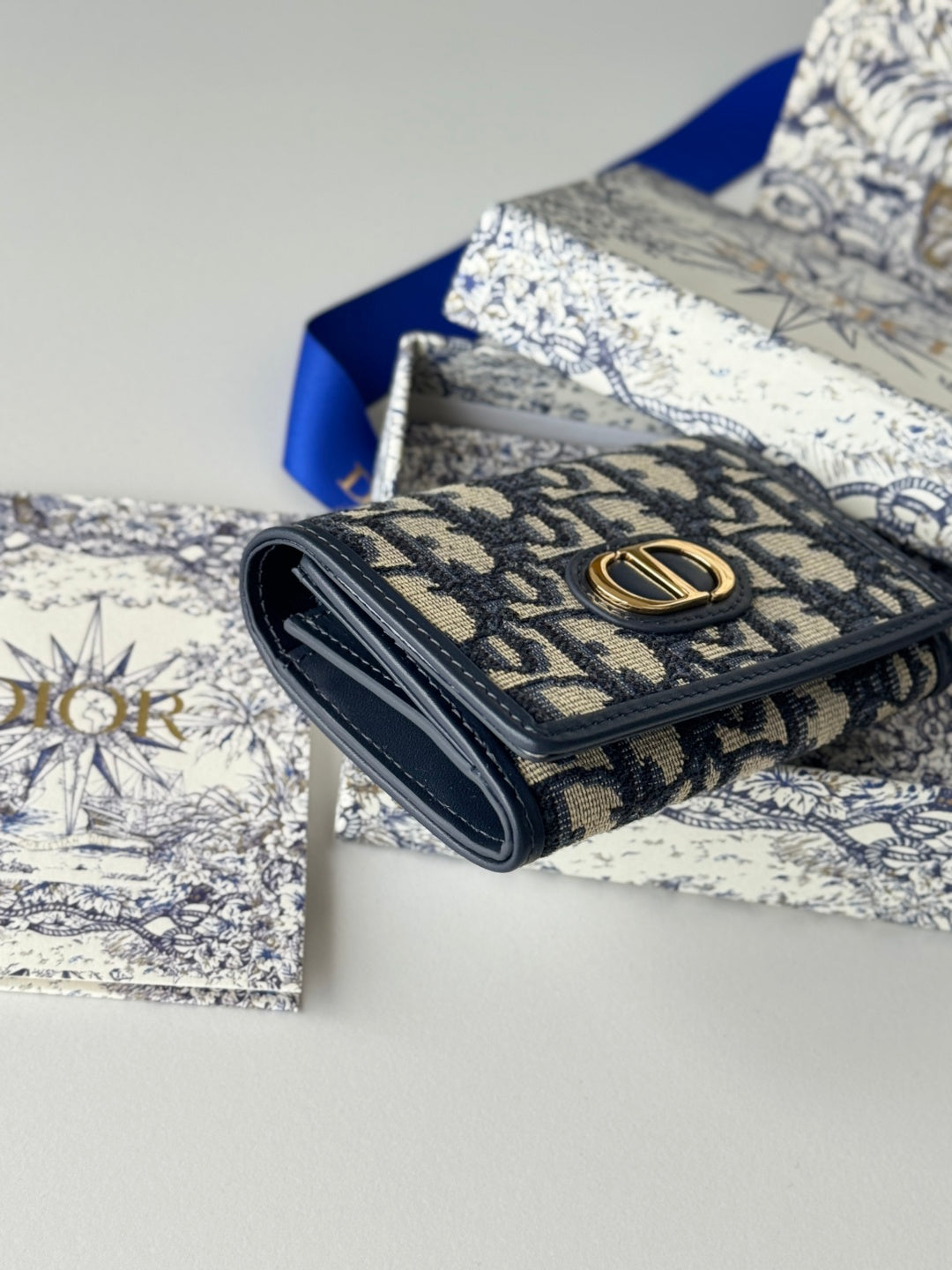 CD 30 Montaigne Glycine Wallet 11cm Blue Jacquard