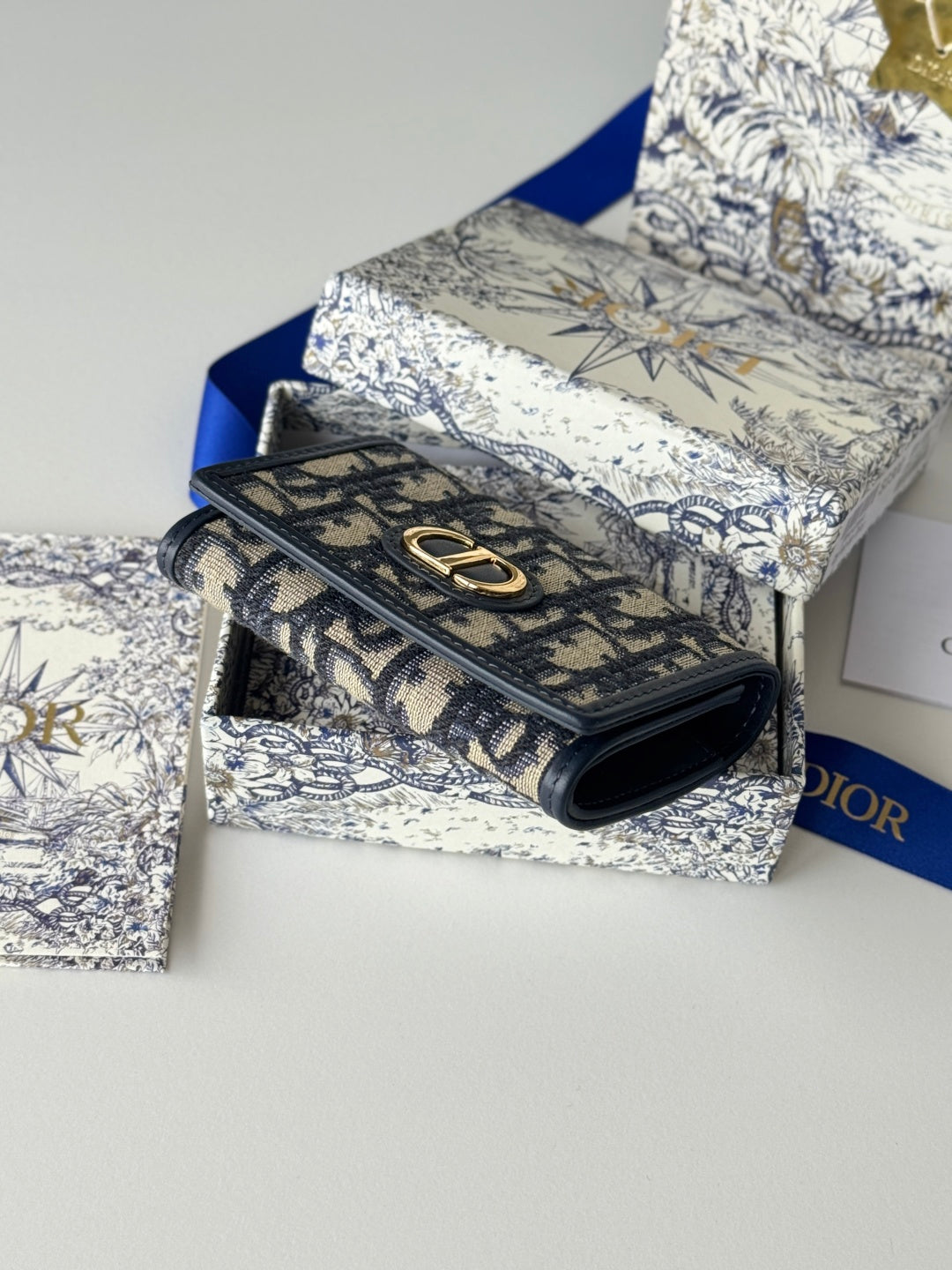 CD 30 Montaigne Glycine Wallet 11cm Blue Jacquard