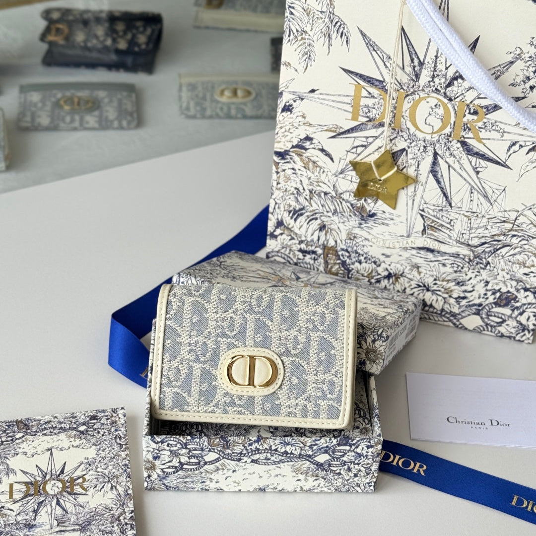 CD 30 Montaigne Glycine Wallet 11cm White Grey Jacquard mysite