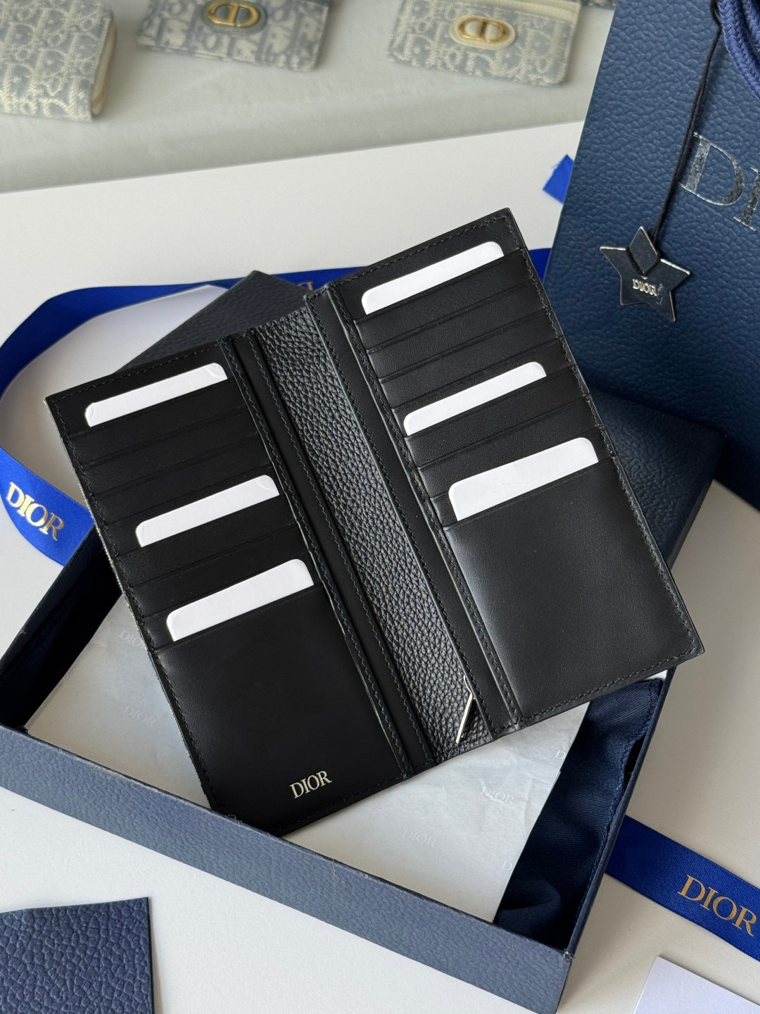 CD Saddle Long Vertical Wallet Black Beige Cowhide & Jacquard mysite