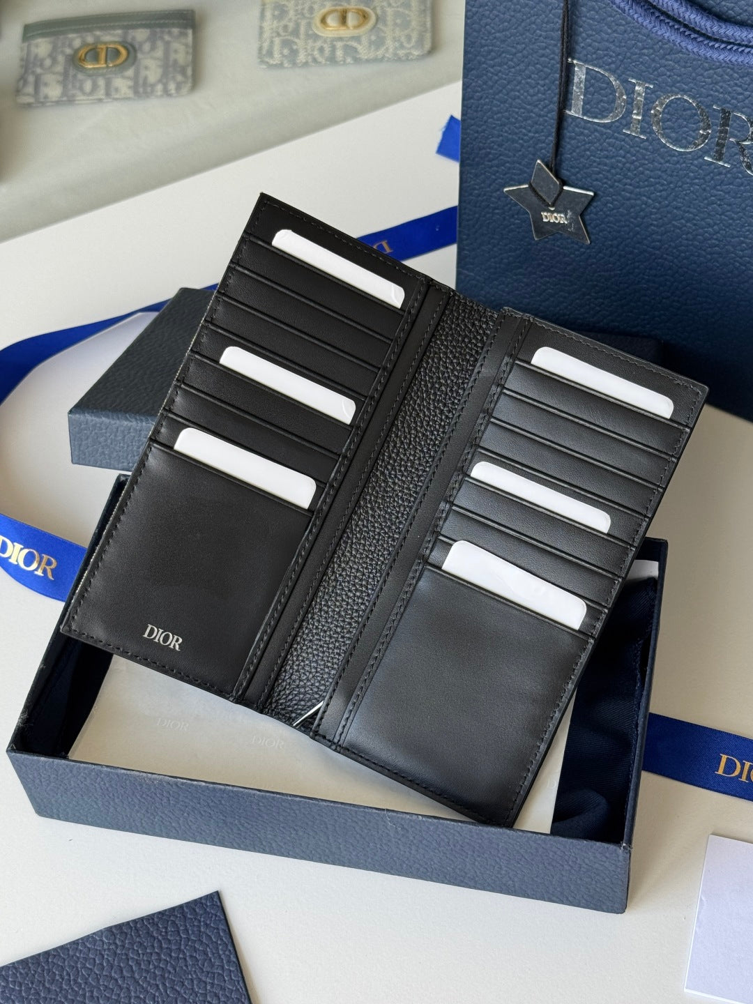 CD Saddle Long Vertical Wallet Black Cowhide mysite