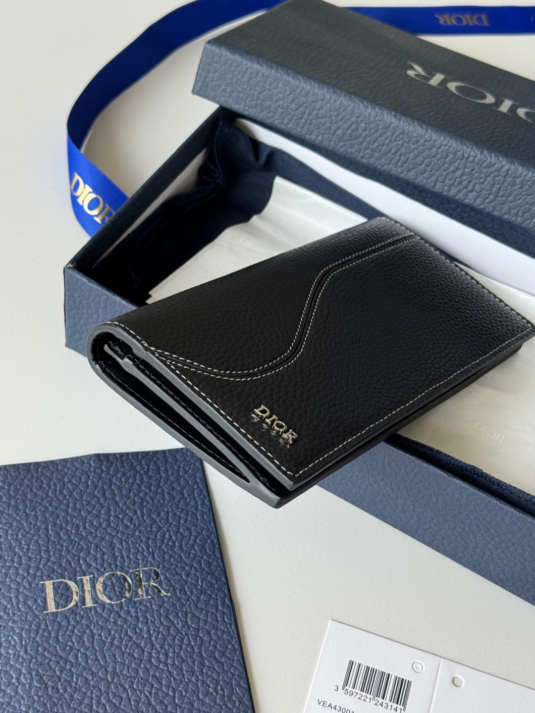 CD Saddle Long Vertical Wallet Black Cowhide mysite