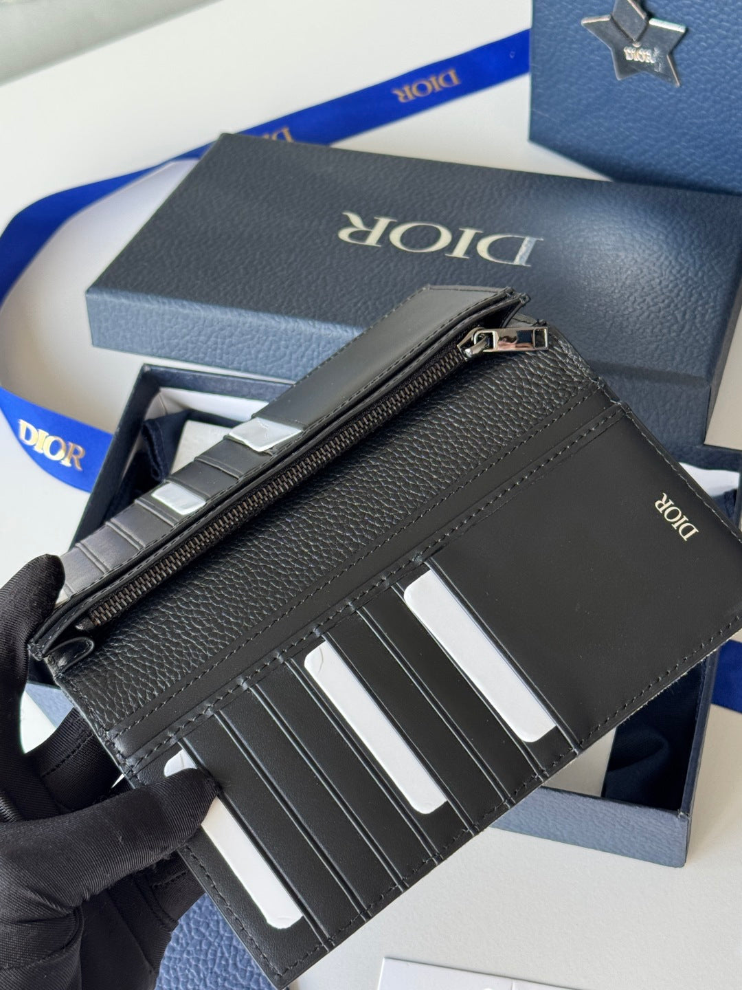 CD Saddle Long Vertical Wallet Black Cowhide mysite