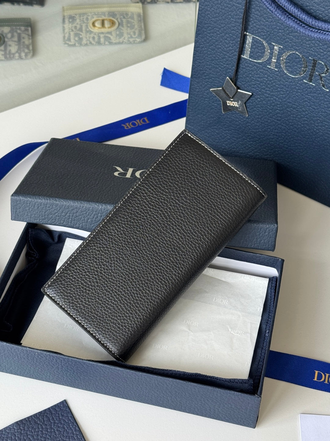 CD Saddle Long Vertical Wallet Black Cowhide mysite