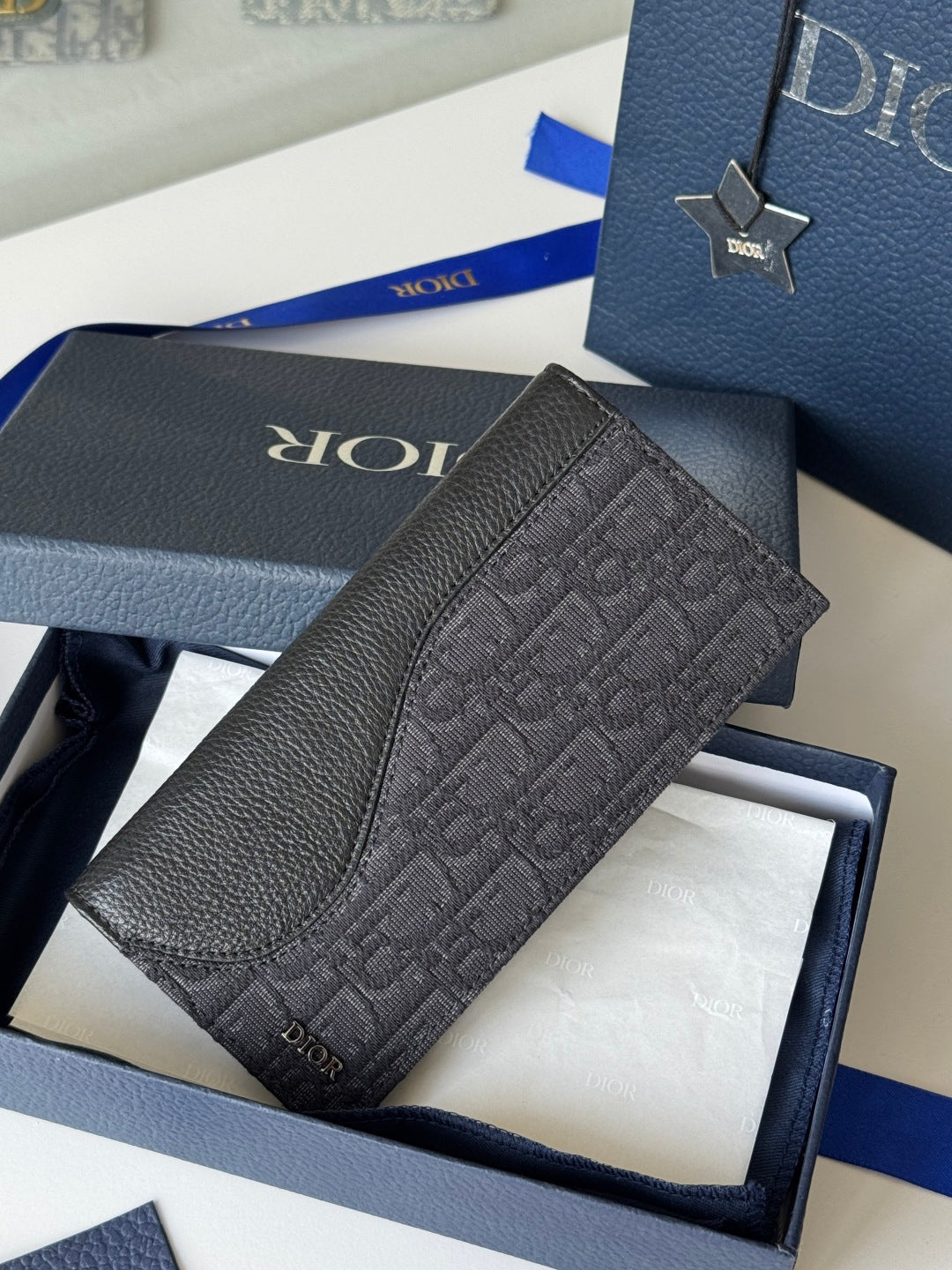 CD Saddle Long Vertical Wallet Black Cowhide & Jacquard mysite