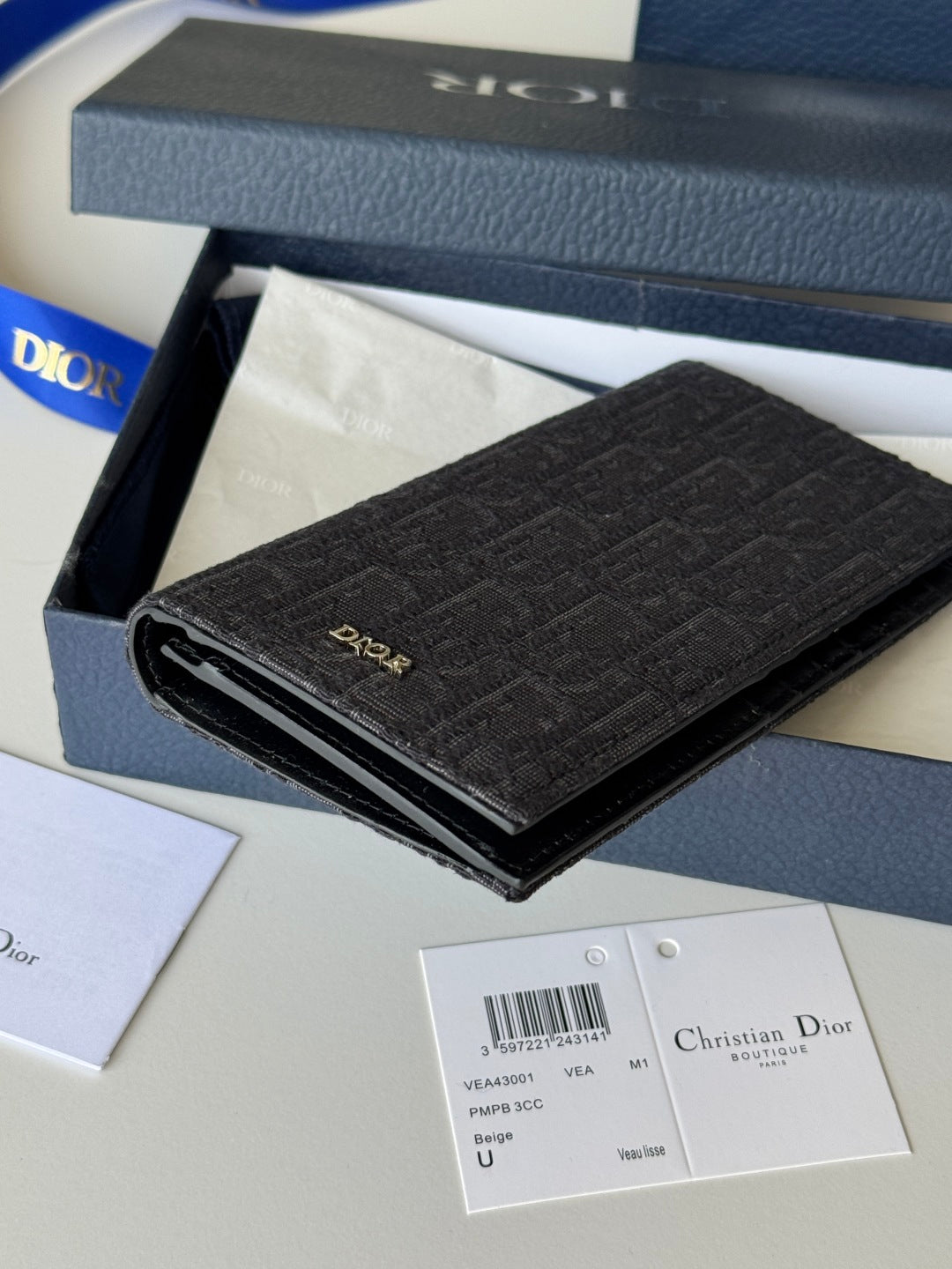 CD Long Vertical Wallet  Black Jacquard Cowhide mysite