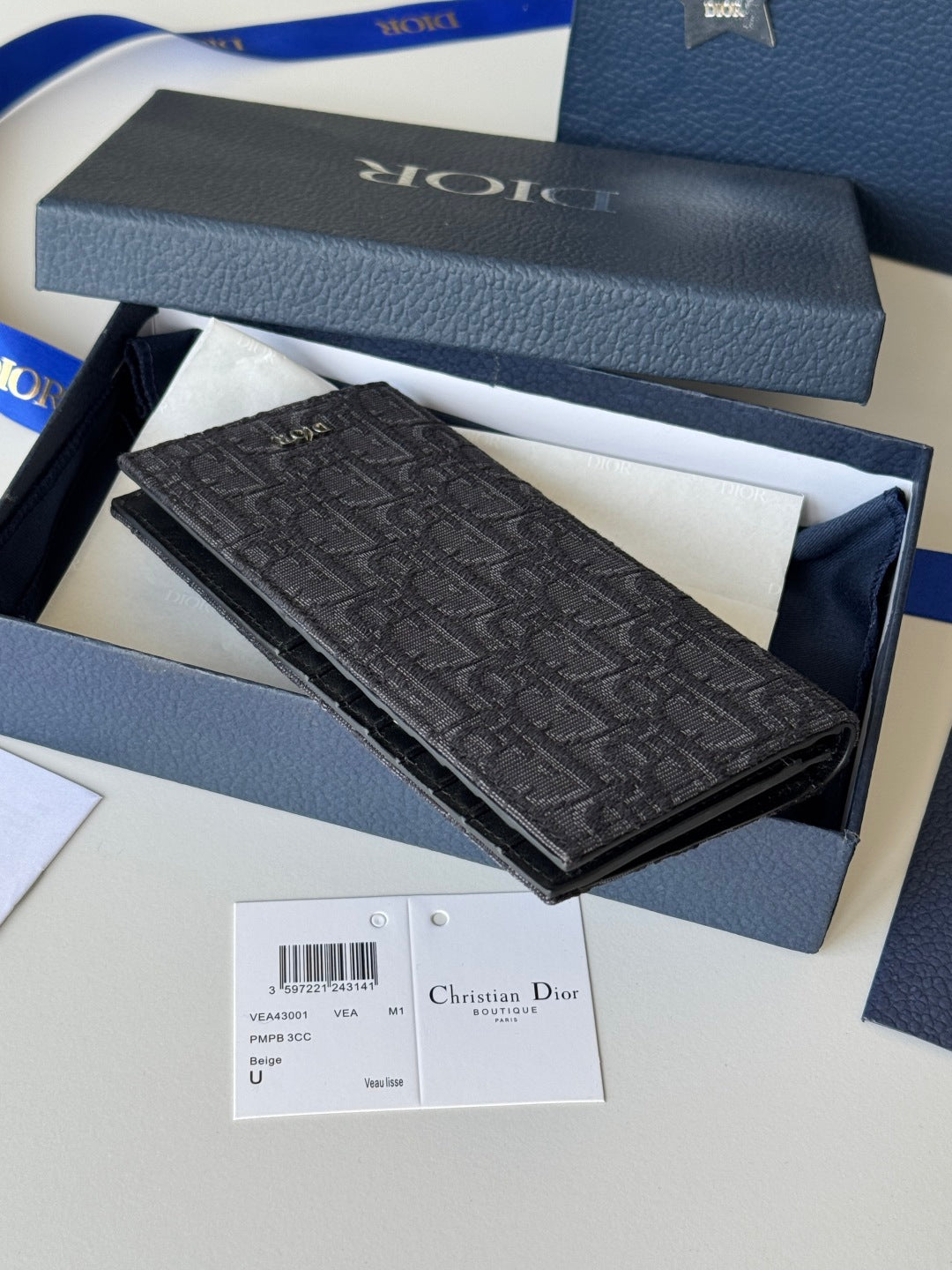 CD Long Vertical Wallet  Black Jacquard Cowhide mysite