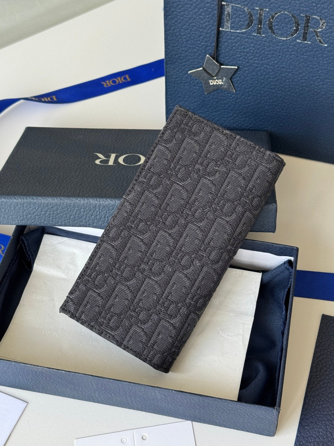 CD Long Vertical Wallet  Black Jacquard Cowhide mysite