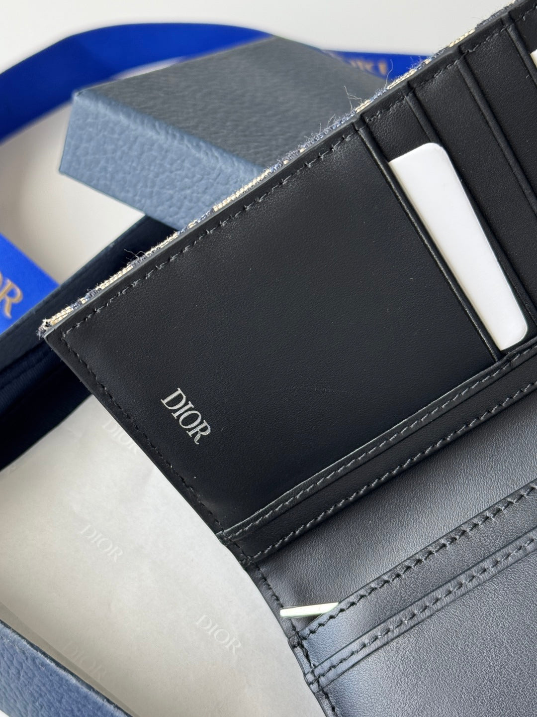 CD Long Vertical Wallet Beige Black Jacquard Cowhide mysite