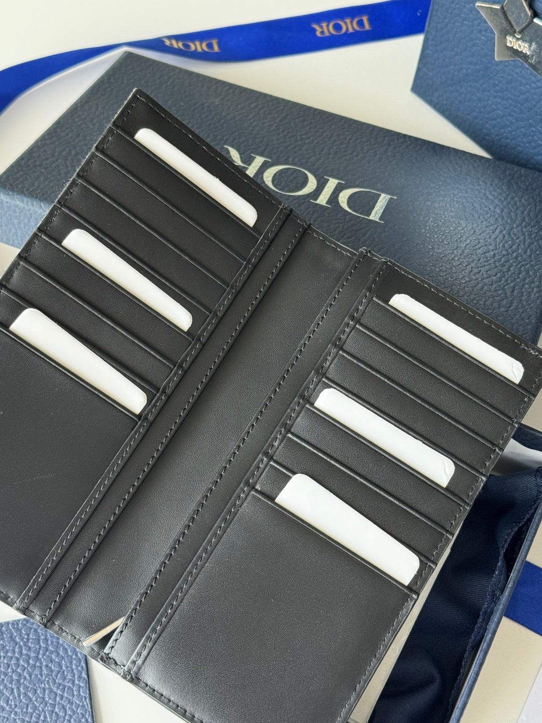 CD Long Vertical Wallet Beige Black Jacquard Cowhide mysite