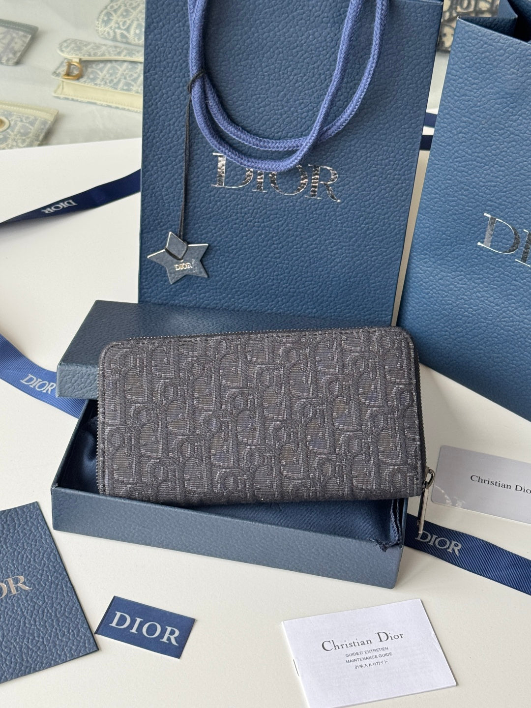 CD Saddle Long Zipped Wallet Black Grain Cowhide & Jacquard mysite