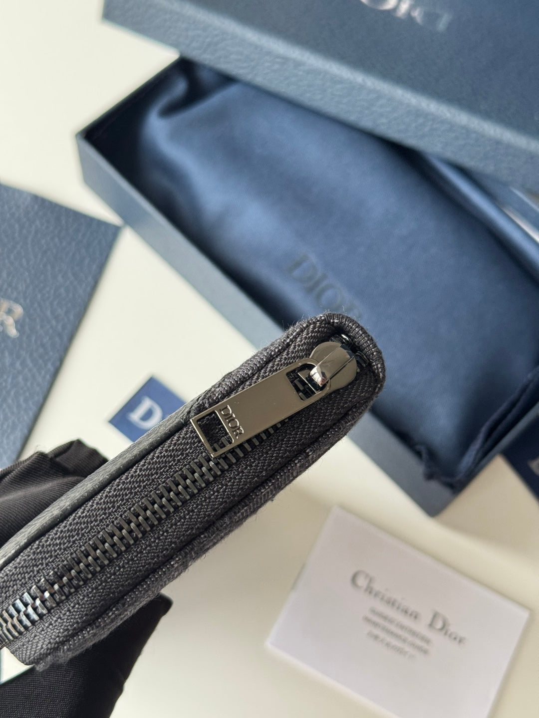 CD Saddle Long Zipped Wallet Black Grain Cowhide & Jacquard mysite