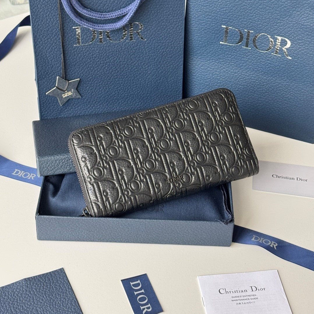 CD Long Zipped Wallet 19.8cm Black Gravity Leather mysite