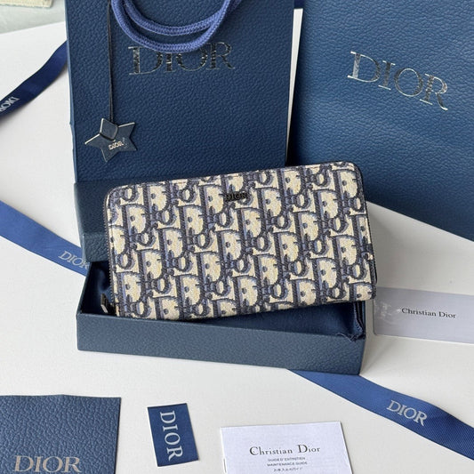 CD Long Zipped Wallet 19.8cm Beige Black Jacquard mysite