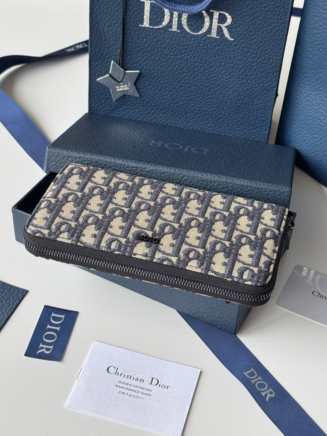 CD Long Zipped Wallet 19.8cm Beige Black Jacquard mysite