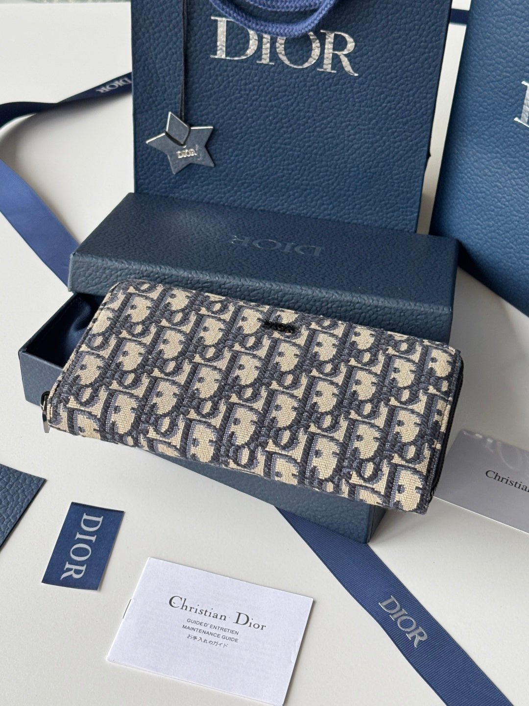 CD Long Zipped Wallet 19.8cm Beige Black Jacquard mysite