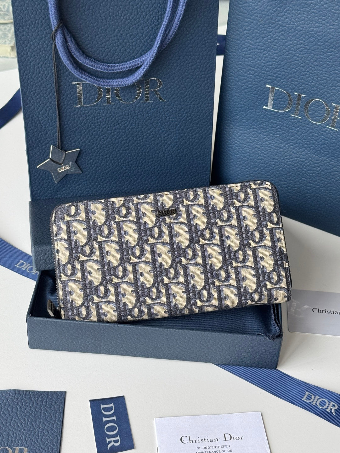 CD Long Zipped Wallet 19.8cm Beige Black Jacquard mysite