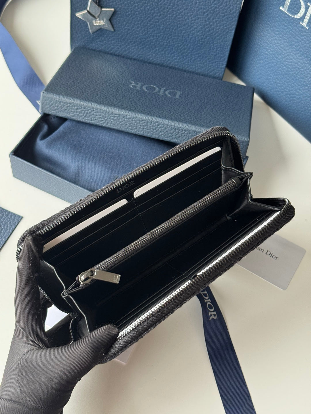 CD Long Zipped Wallet 19.8cm Black Jacquard mysite