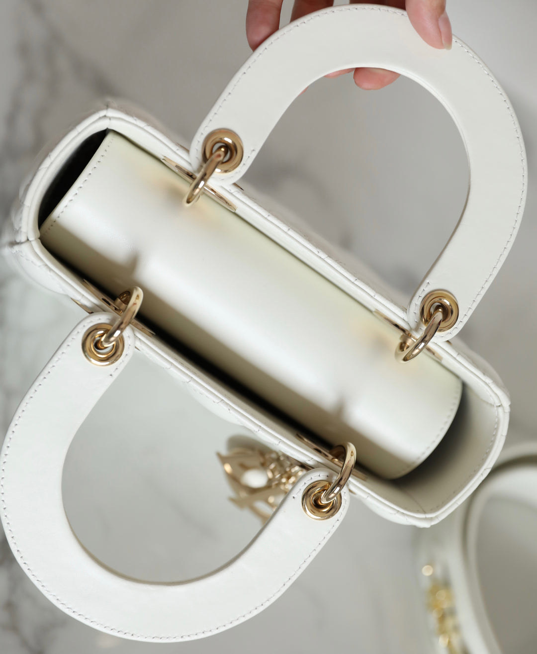 CD Lady Dior 20 Bag White Lambskin mysite