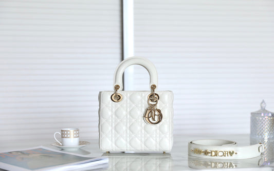 CD Lady Dior 20 Bag White Lambskin mysite