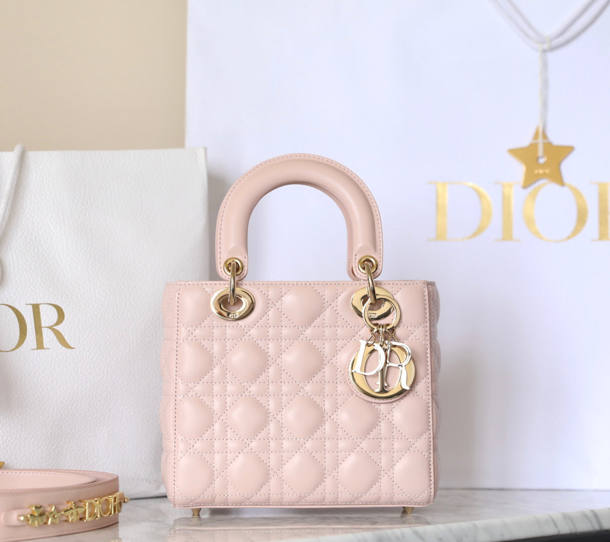 CD Lady Dior 20 Bag Pink Lambskin mysite