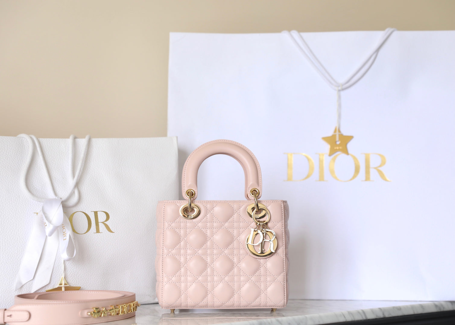 CD Lady Dior 20 Bag Pink Lambskin mysite