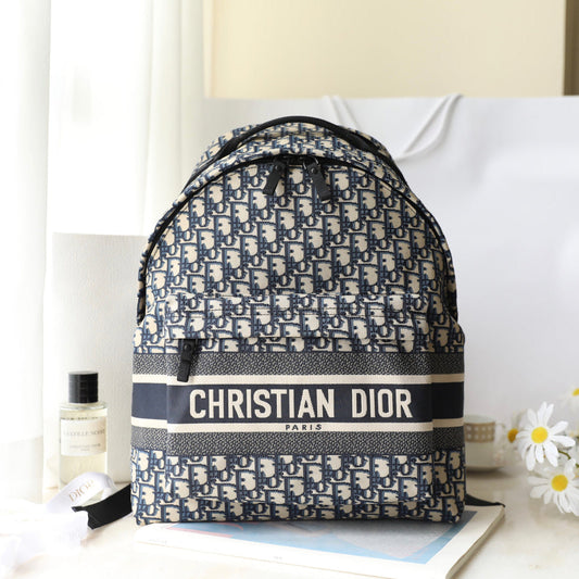 CD Monogram Backpack Blue Beige Canvas mysite