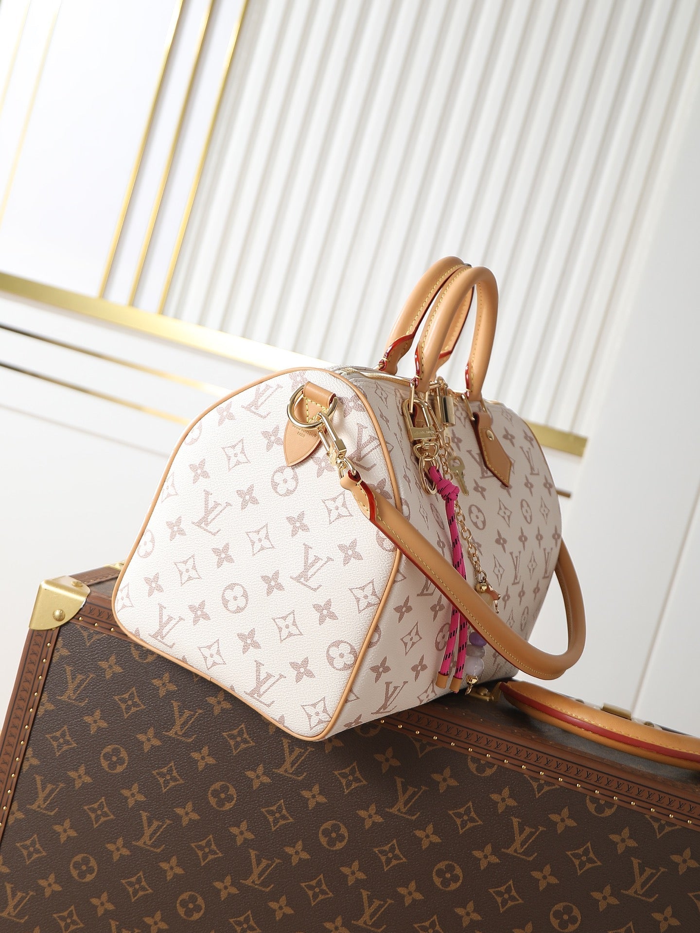 LV Speedy Soft 30 Lucky Bag 30cm Monogram Dune/Pink Canvas & Cowhide mysite