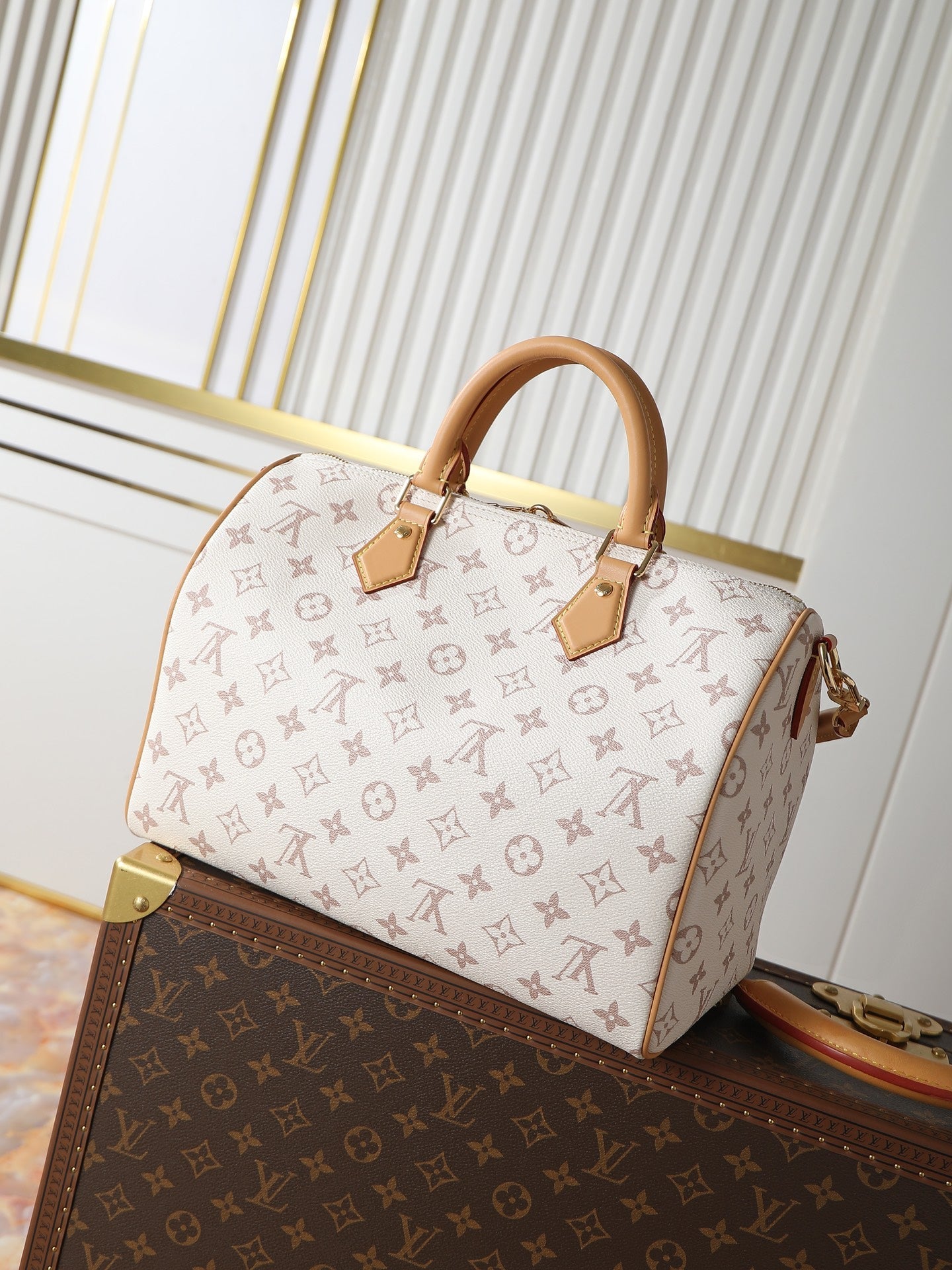 LV Speedy Soft 30 Lucky Bag 30cm Monogram Dune/Pink Canvas & Cowhide mysite