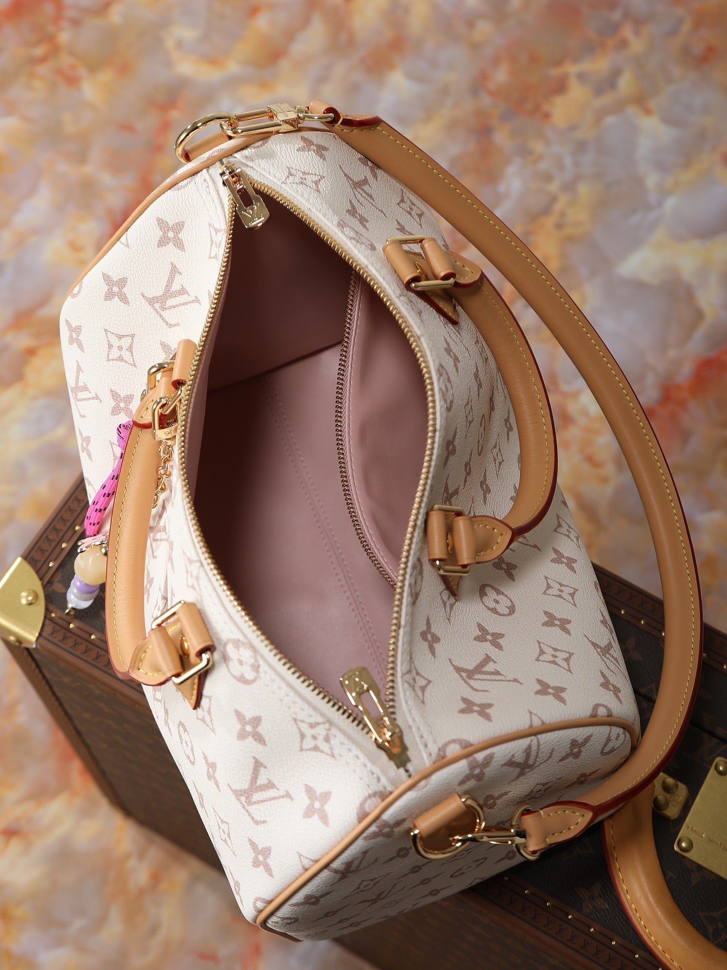 LV Speedy Soft 30 Lucky Bag 30cm Monogram Dune/Pink Canvas & Cowhide mysite