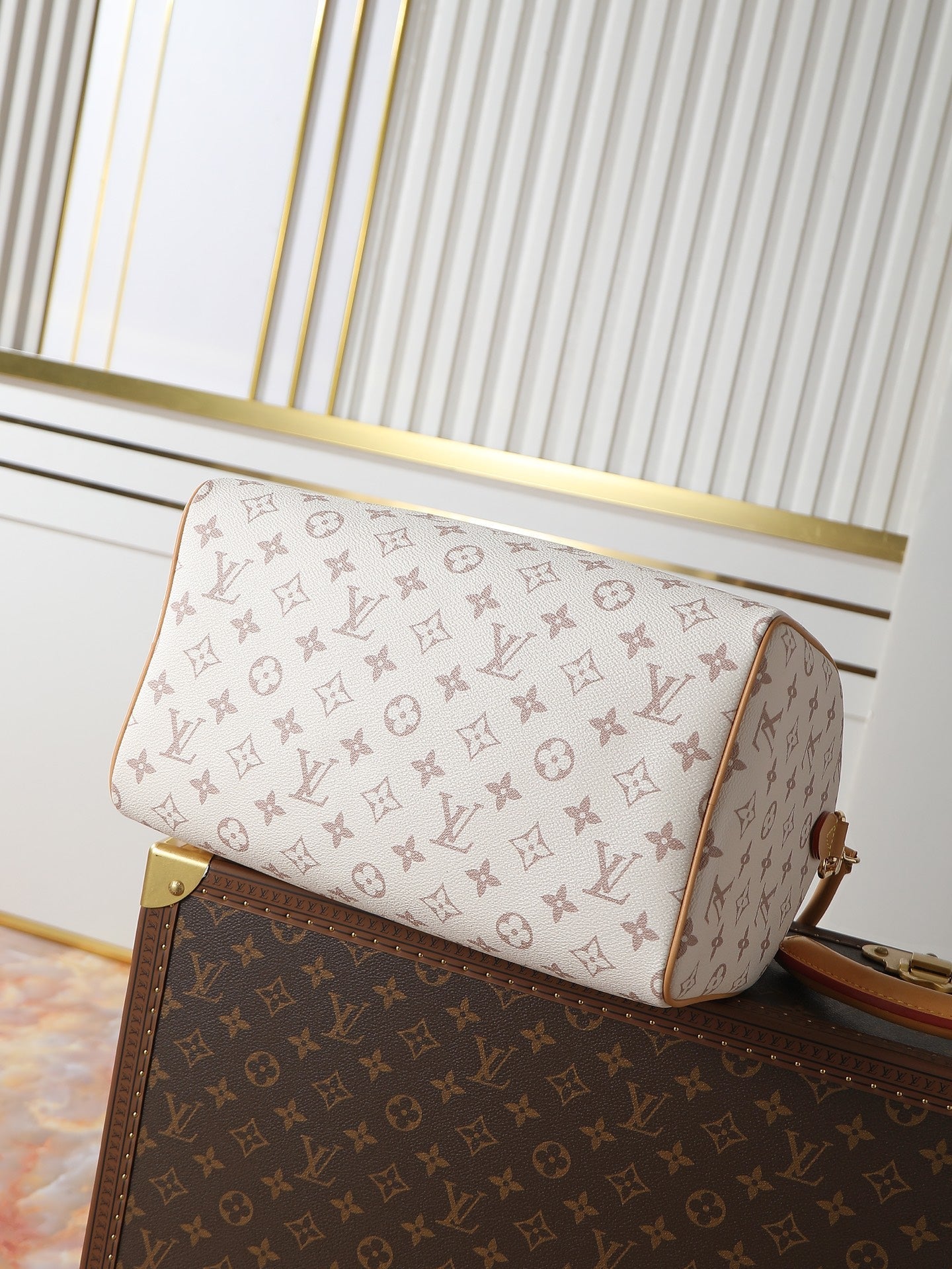 LV Speedy Soft 30 Lucky Bag 30cm Monogram Dune/Pink Canvas & Cowhide mysite