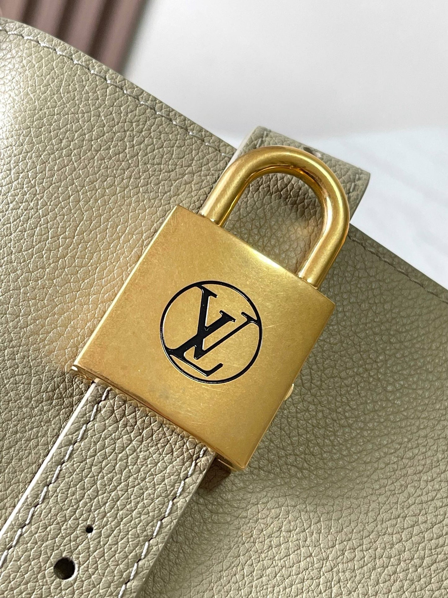 LOW KEY CABAS 47 IN BEIGE GRAINED CALFSKIN GOLD BUCKLE mysite
