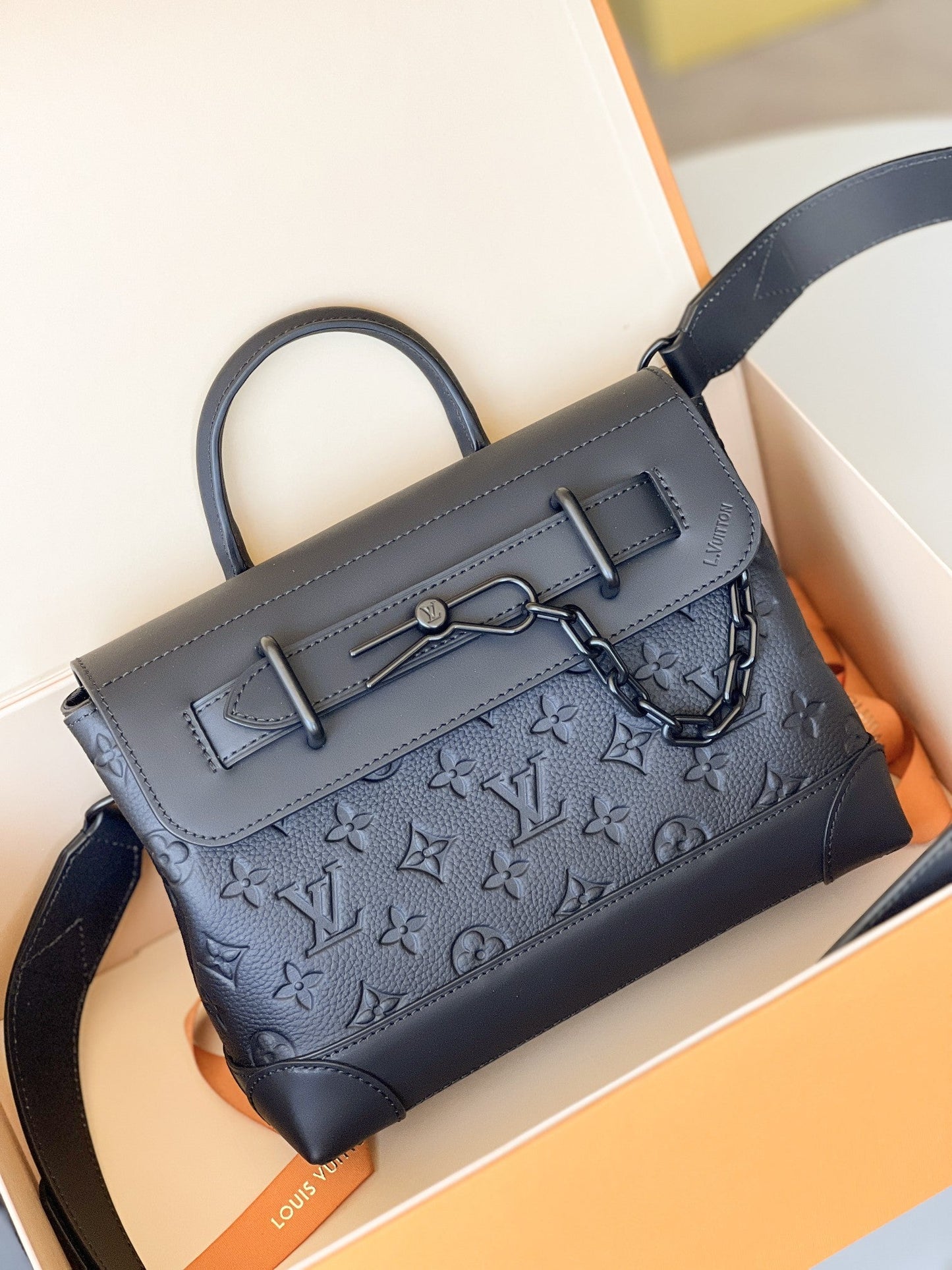 LV Steamer PM Bag 25cm Black Taurillon Monogram Leather mysite