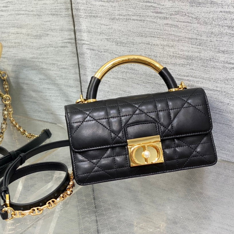 CD Macrocannage Ange Shoulder Bag 20 Black Calfskin mysite