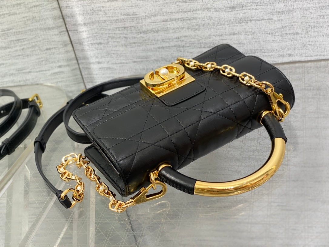 CD Macrocannage Ange Shoulder Bag 20 Black Calfskin mysite