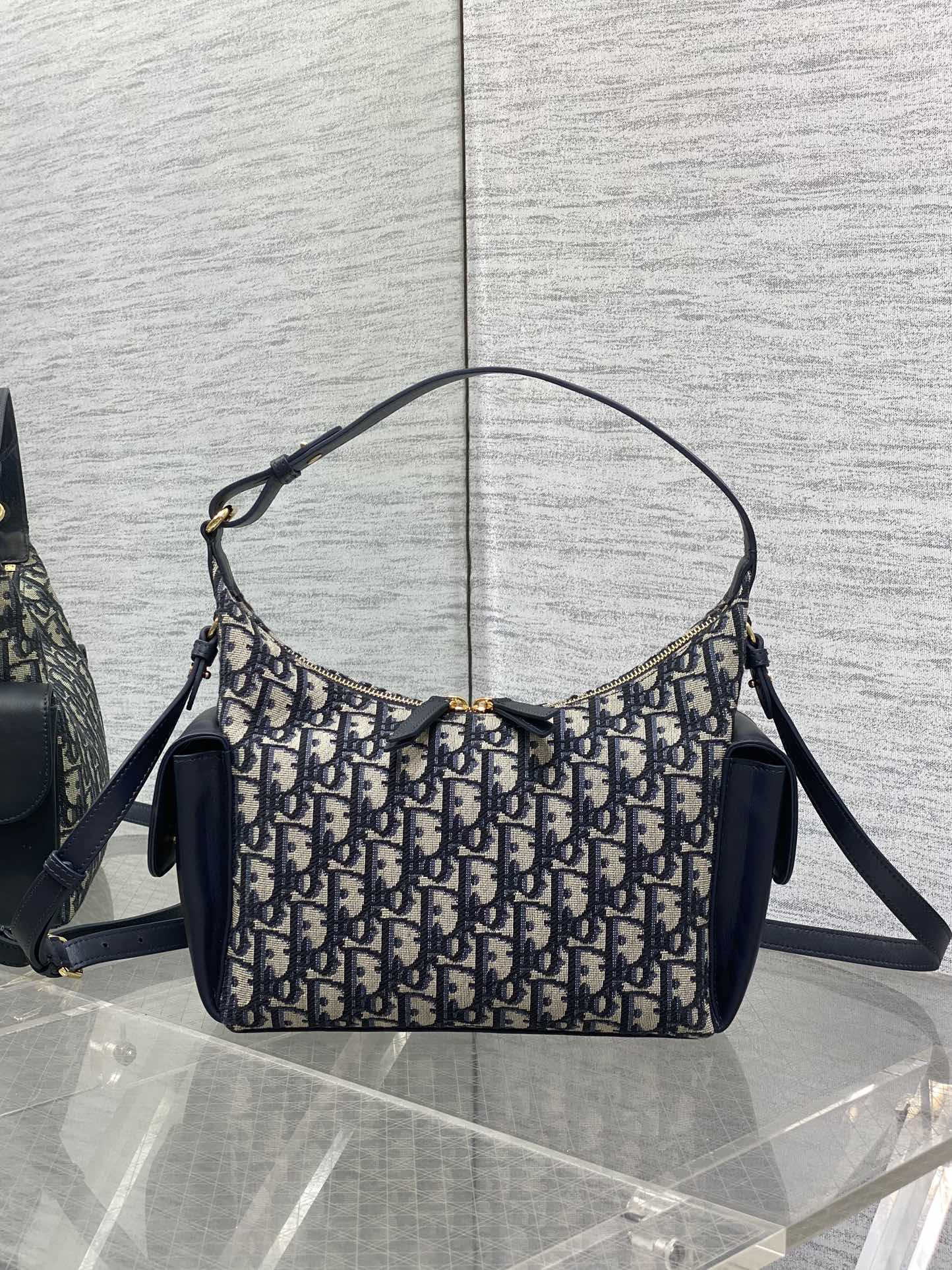 CD Medium Dream Bag 24 Blue Oblique Jacquard and Calfskin mysite