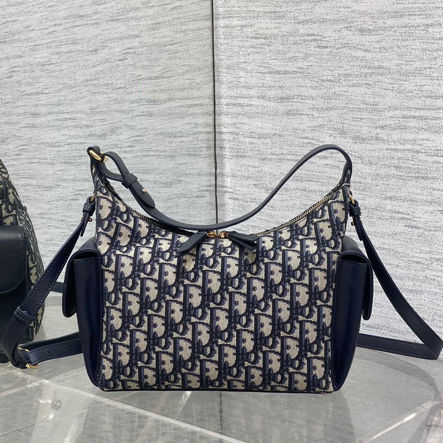 CD Medium Dream Bag 24 Blue Oblique Jacquard and Calfskin mysite