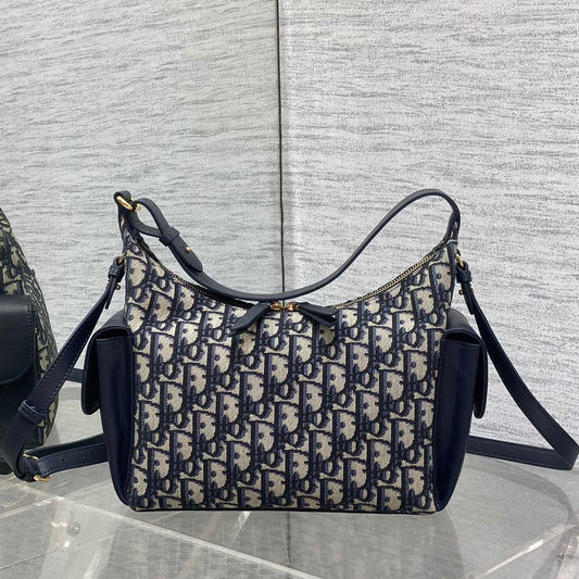 CD Medium Dream Bag 24 Blue Oblique Jacquard and Calfskin mysite