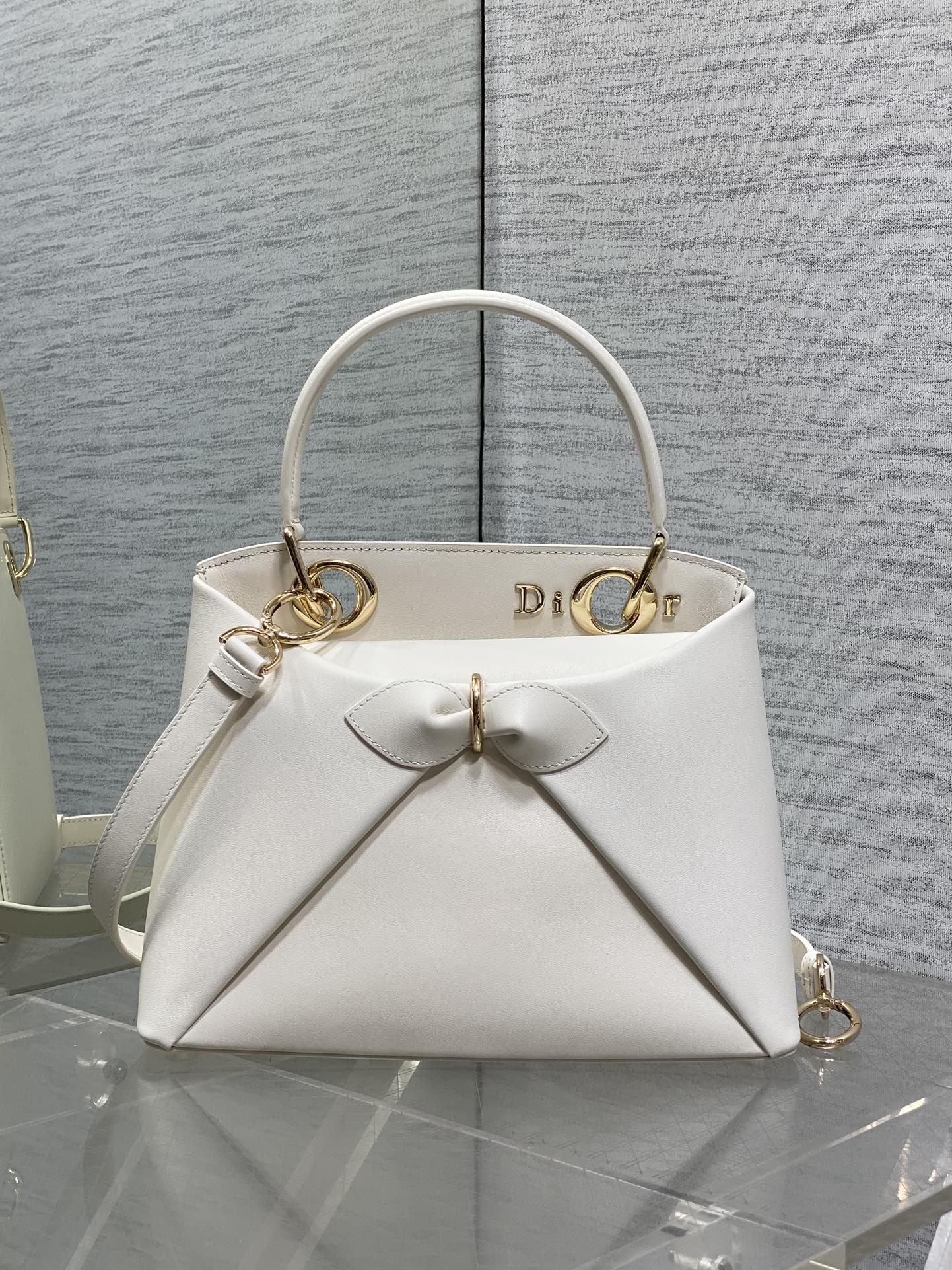 CD 26SS Bow-Adorned Bag White Calfskin 272515 mysite