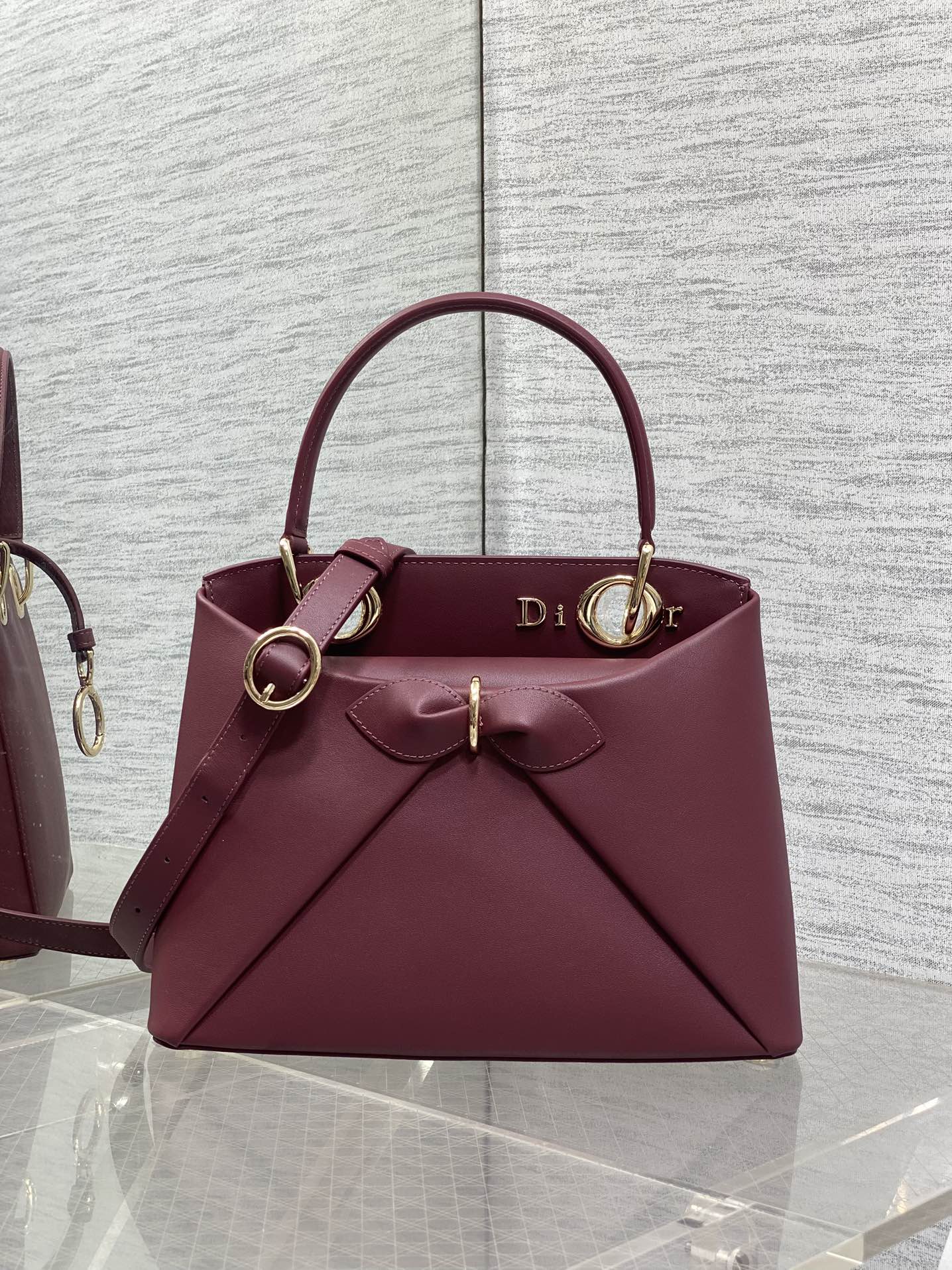 CD 26SS Bow-Adorned Bag Burgundy Calfskin 272517 mysite