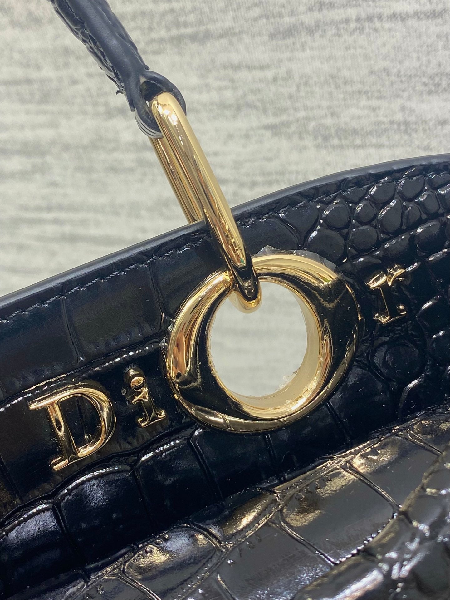 CD 26SS Bow-Adorned Bag Black Glossy Crocodile Pattern Embossed Calfskin 272521 mysite