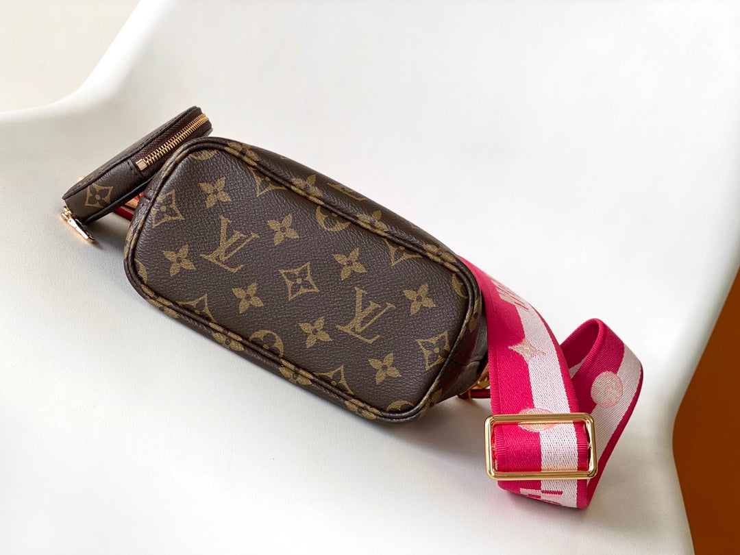 LV Neverfull BB Bag 24cm Brown Rose Red Monogram Canvas & Cowhide mysite