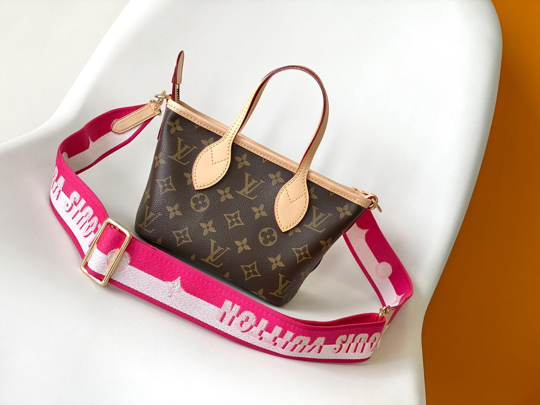 LV Neverfull BB Bag 24cm Brown Rose Red Monogram Canvas & Cowhide mysite