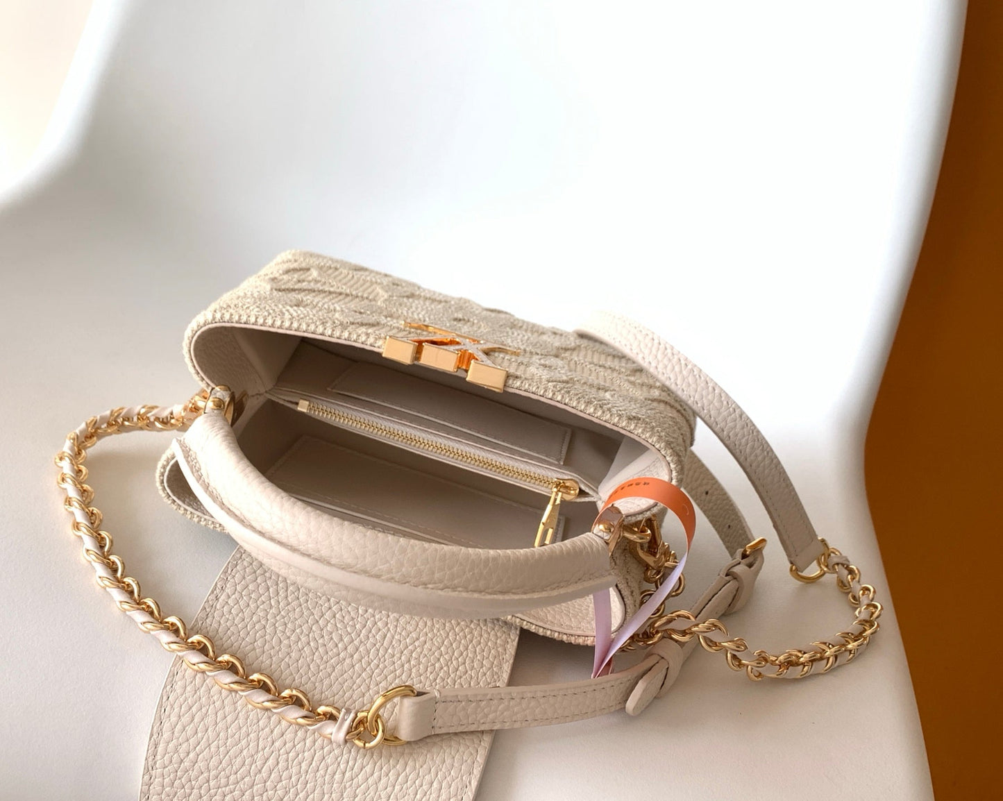 LV Capucine Mini Bag 21cm Vanilla Cotton Canvas Embroidered Pattern GHW mysite