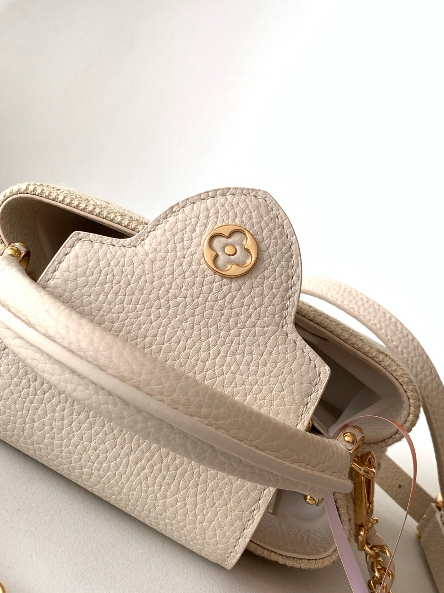 LV Capucine Mini Bag 21cm Vanilla Cotton Canvas Embroidered Pattern GHW mysite