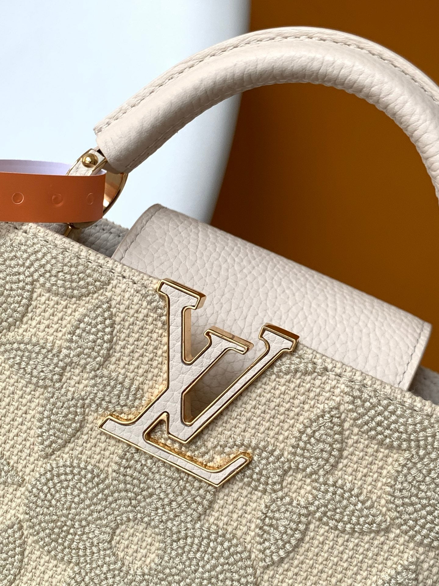 LV Capucine Mini Bag 21cm Vanilla Cotton Canvas Embroidered Pattern GHW mysite